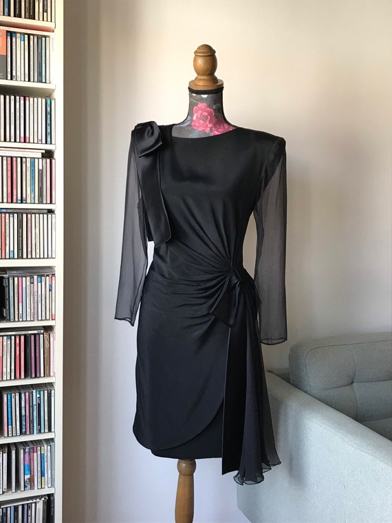 Vintage Luxurious 80s Black Poly, Satin and Silk … - image 10