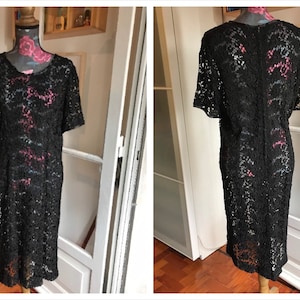 Vintage 90s Venezian Guipure Lace Short Sleeve Dress
