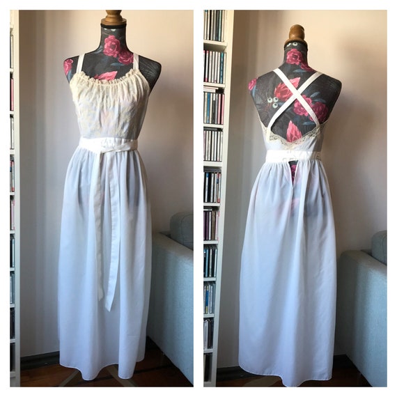 Vintage 40s/50s Early Nylon Off White Criss Cross… - image 1