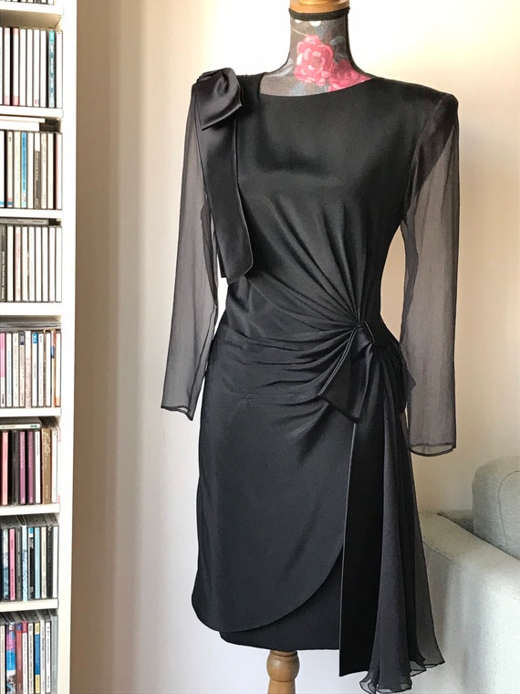 Vintage Luxurious 80s Black Poly, Satin and Silk … - image 2