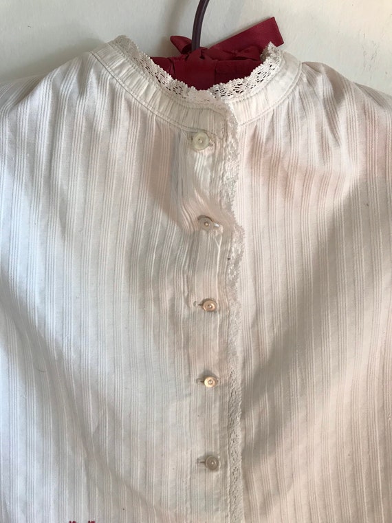 Rare Antique Victorian Ribbed Cotton Collarless B… - image 1