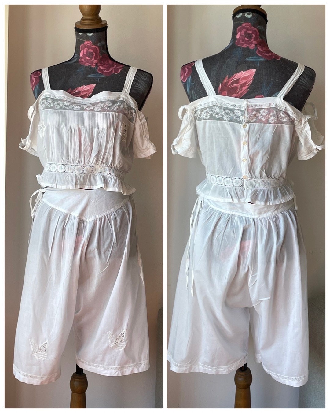 Rare Antique Victorian/edwardian Corset Cover and Culottes Set