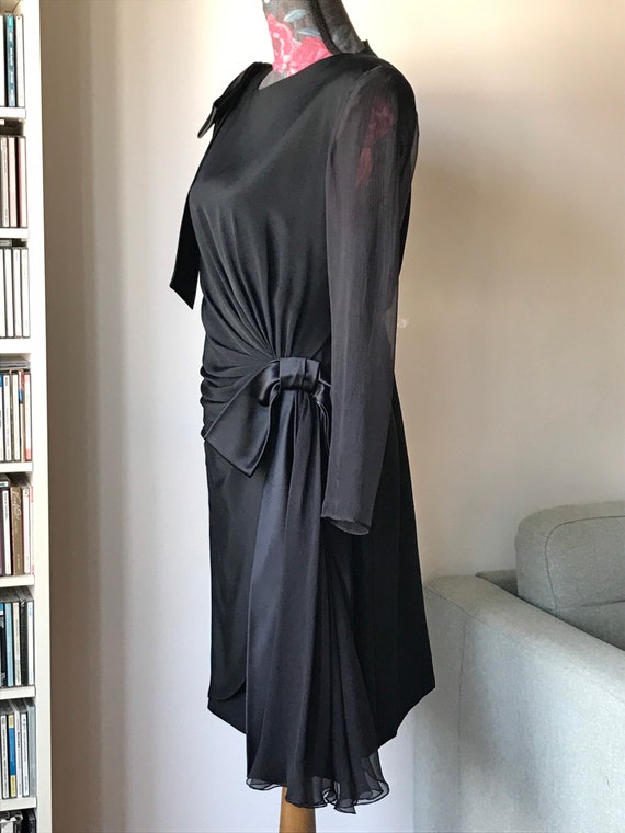 Vintage Luxurious 80s Black Poly, Satin and Silk … - image 5