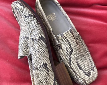 Vintage 80s Deadstock Snakeskin Loafers by Pertini Made in C.E.E