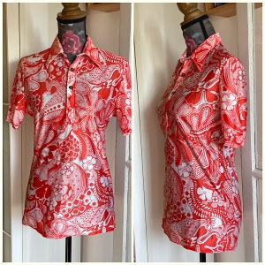 Amazing Vintage Original 70s Novelty Print Short Sleeve Shirt