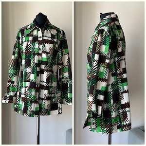Vintage originele jaren '70 Penny Collar Shirt/tuniek met geometrische print