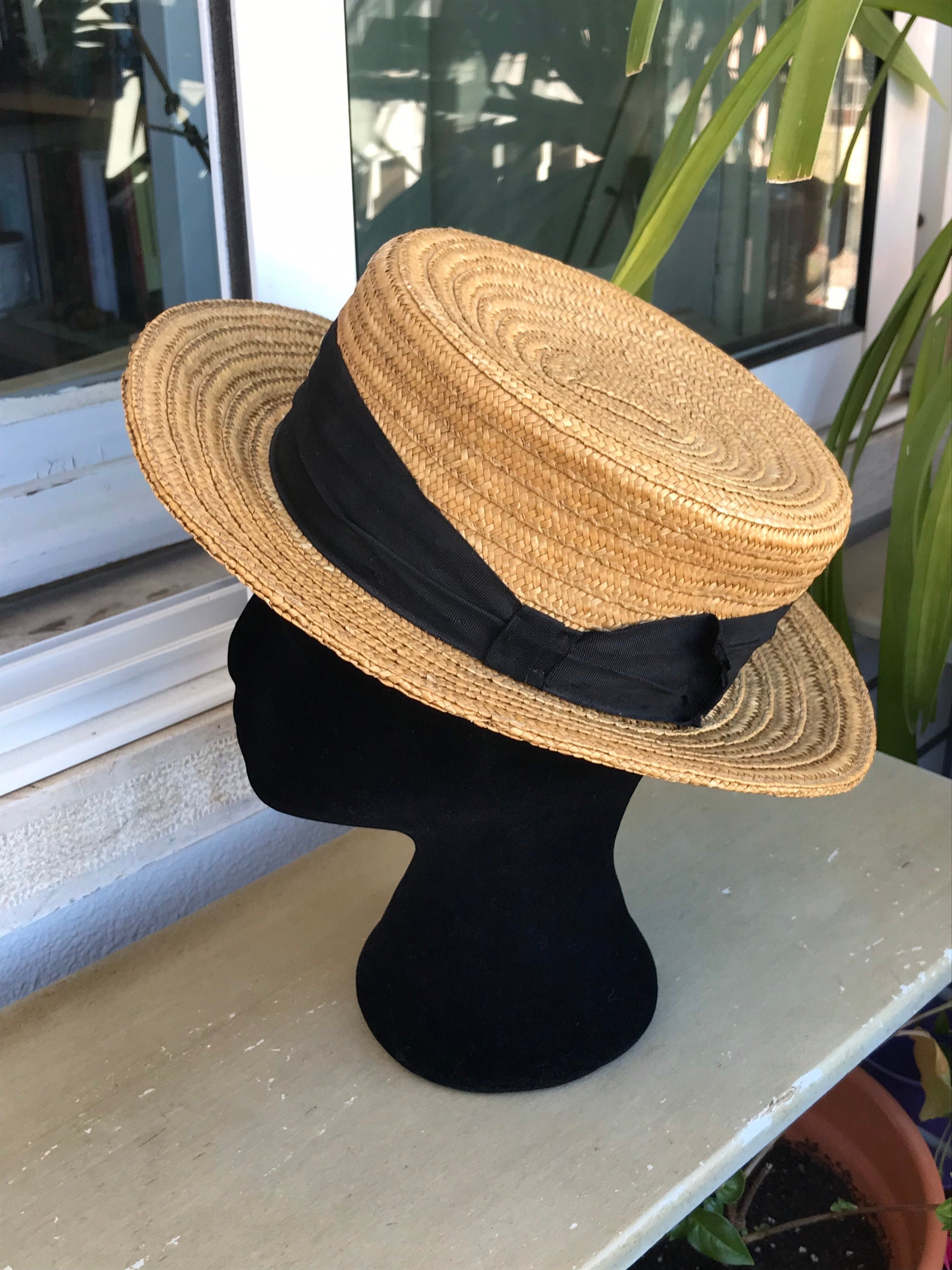 Vintage 30s/40s ODEON Mens Boaters Hat/antique Canotier Hat