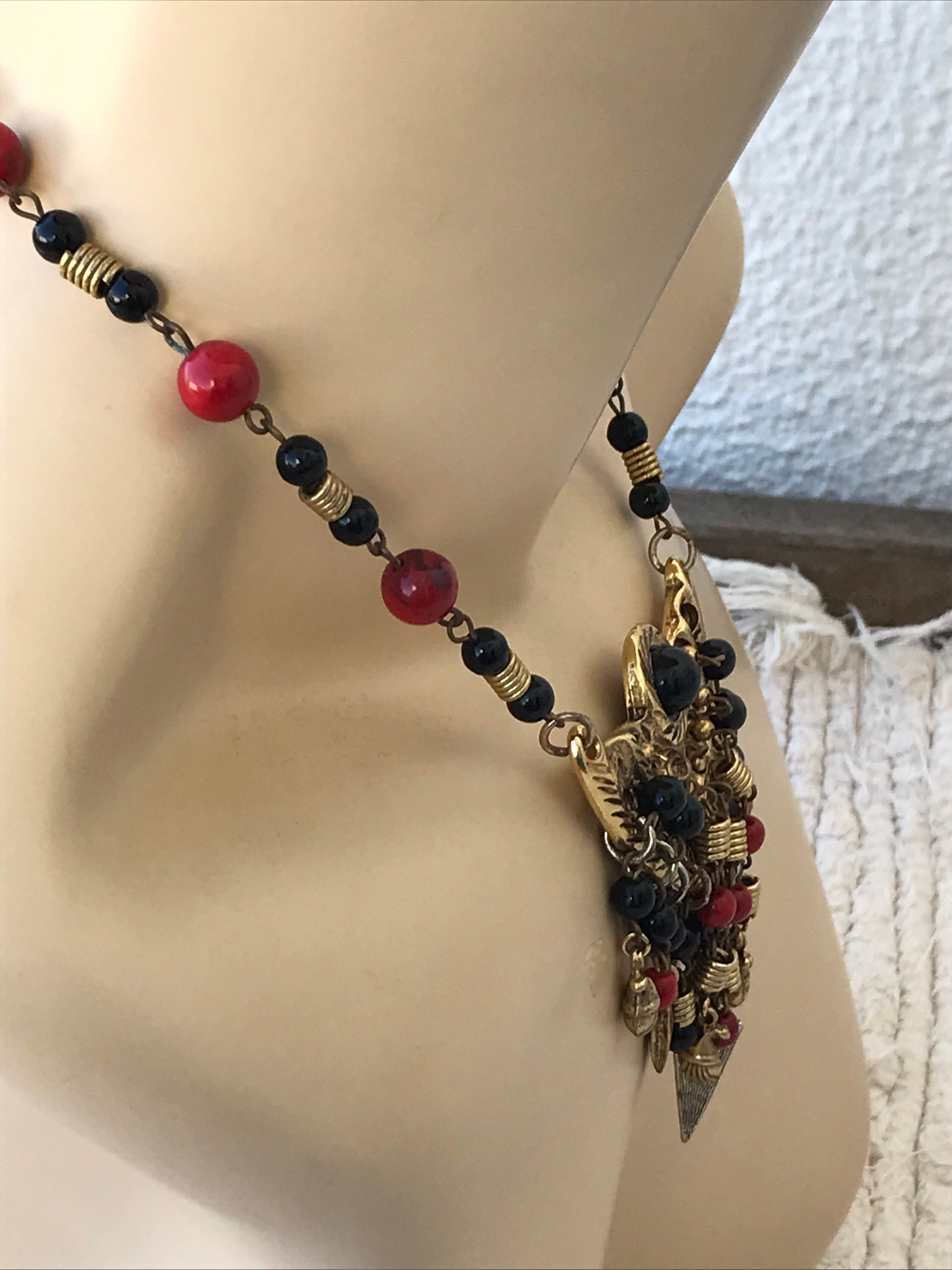 Collier Ras Du Cou Vintage 1980 - Créateur, Métal étamé Et Cuir, Style étoile Argenté