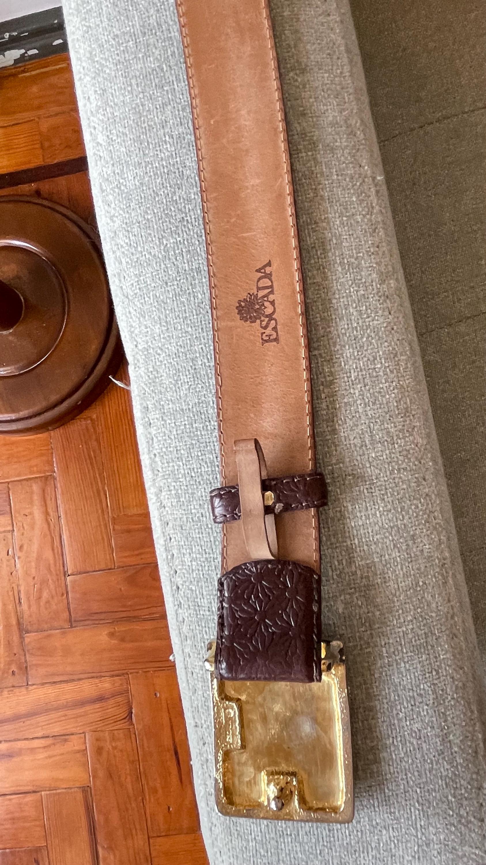 Rare Vintage Escada Brown Embossed Leather With Matching  display picture 2