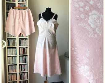 Vintage 40er/50er Jahre handgemachte Culottes/Hosen und Slip Dress Set/Vintage Dessous Set