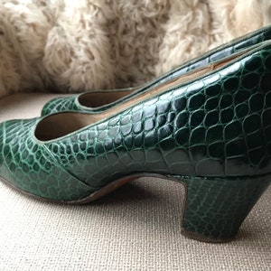 RARE Vintage 30s/40s Green Leather Shoes by François Pinet