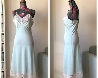 Vintage Deadstock 50s/60s Pale Blue Lace Slip Dress.