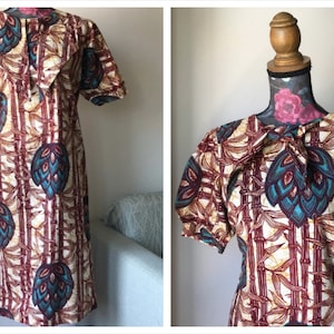 Abito a maniche corte in cotone stile africano vintage anni '70