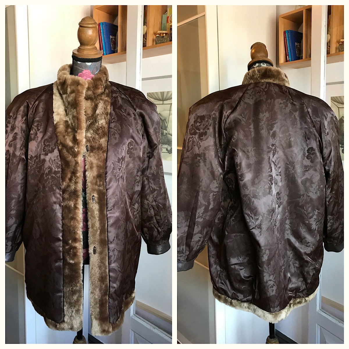 80-90's vintage leather mouton jacket 54