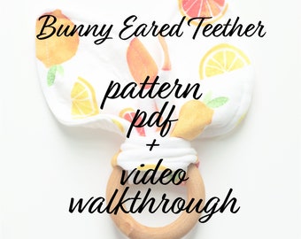 Teether pdf Pattern, DIY Teething Ring, Bunny Ear Teether Pattern, Baby Teether, Teether DIY, teething ring, baby shower, DIY Gift