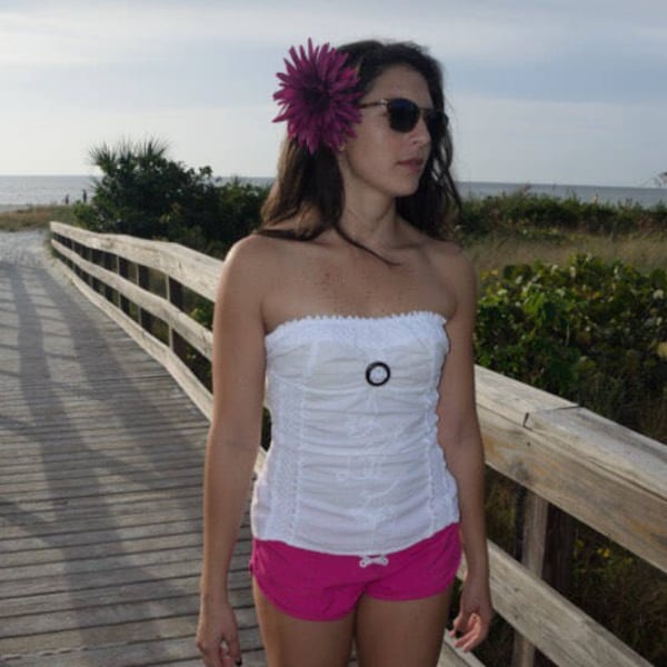 Strapless tube top, cotton strapless top, white strapless top, summer top