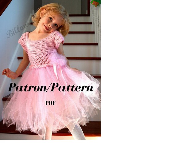 Patron Crochet Robe Pour Fillette Avec Jupe En Tulle Etsy