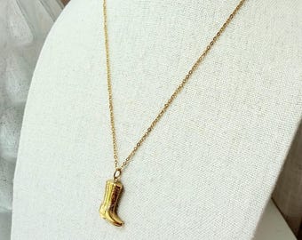 Gold Cowboy Boot Necklace | Western Charm Necklace | Dainty Cowgirl Jewelry | Minimalist Gold Boot Pendant | Country Style Gift for Her
