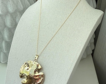 Gold Statement Hammered Cross Pendant Necklace | Organic Abstract Gold Charm | Modern Coastal Jewelry | Minimalist Gold Necklace | Artisan
