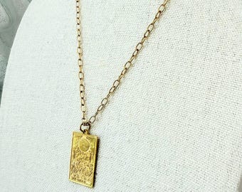 Celestial Moon Pendant Necklace — Stainless Steel Chain- Gold layering necklace