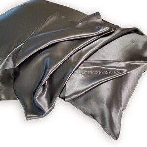 GREY GENESIS - pure 100% slip silk pillowcase |machine washable silk | both sides pure silk | certified silk | organic silk |grey pillowcase