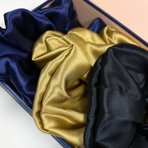 SET of 3 XL Premium 22mm Silk Scrunchies | Silk Hair Tie |  Mulberry Silk Hair Elastic | Silk Hair Accessories | Unique Gift for Her
