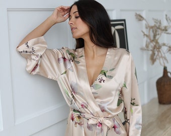 100% MULBERRY SILK ROBE | Luxury Loungewear | Premium Silk Kimono | Gift for bride | Gift for her | Silk Robe | Mulberry Silk | Silk Kimono