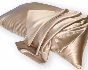 CARAMEL - 100 % pure silk pillowcase | machine washable silk | both sides pure silk | gift for her | 22 momme mulberry silk| zipper bedding