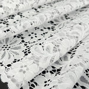White Floral - Premium Nylon Stretch Lace by the Yard - White  Floral Pattern Lace for DIY Bra Sewing Projects | 22 cm/ 9 inch