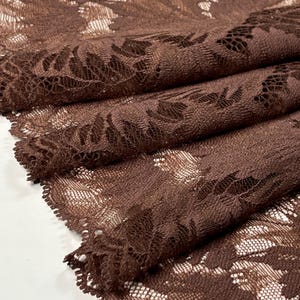 Chocolate Brown Lace Trim | Elegant Floral Lace for Lingerie, Bralettes, Panties, and DIY Sewing | Sold by Yard | 23cm/9inch