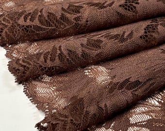 Chocolate Brown Lace Trim | Elegant Floral Lace for Lingerie, Bralettes, Panties, and DIY Sewing | Sold by Yard | 23cm/9inch