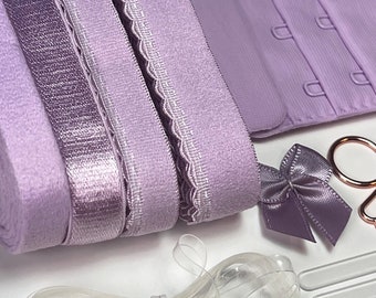 Bra Findings Kit - Lavender Bra Elastics - Bra Elastics Set - Bra Making - DIY Bralette Making Kit - Bra Making Supplies - Bra Sewing Kit
