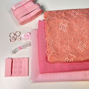 Bra Making Kit | Bra sewing Kit | Stretch Lace | Bralette DIY Kit | Bra Kit | Bralette Kit | Strawberry Mesh
