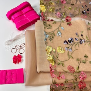 Bra Making Kit 17 | Bra sewing Kit | Non Stretch  Lace| Bralette DIY Kit | Bra Kit | Bralette Kit