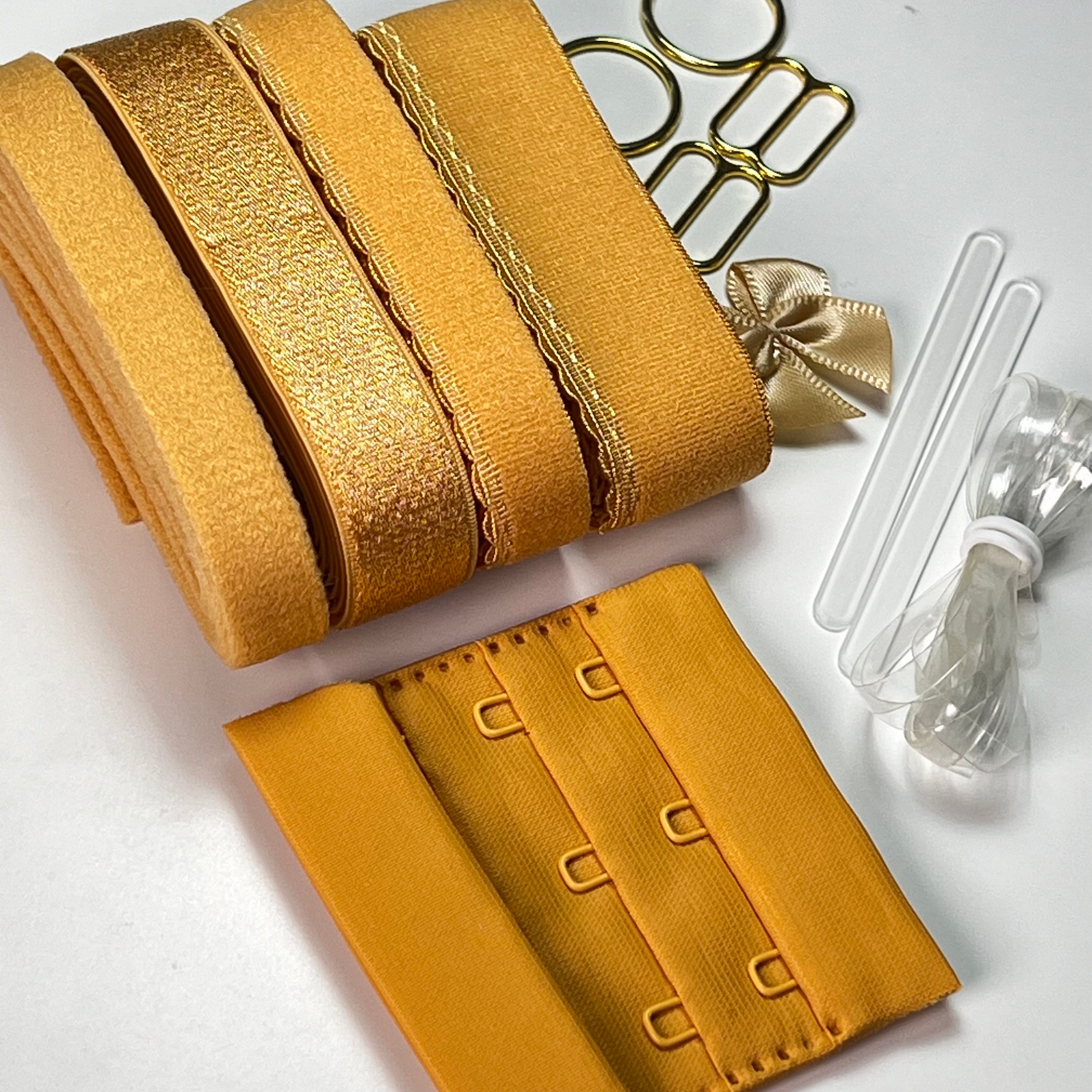 Bra Findings Kit - Deep Yellow Elastics - Bra Elastics Set - Bra Making ...