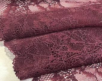 Pflaume Wein Stretch Spitzenband– Dunkle Pflaume Stretch Spitze lose Lagerware| Blumenspitze | Spitze für DIY BH Nähprojekte | 22cm/ 9 Zoll