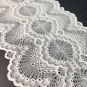 Ivory - Premium Nylon Stretch Lace by the Yard - Ivory Colour Delicate Stretch Lace for DIY Bra Sewing Projects | 17 cm/ 7 inch