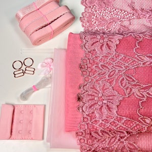 Bra Making Kit | Bra sewing Kit | Stretch Lace | Bralette DIY Kit | Bra Kit | Bralette Kit | Strawberry Mesh