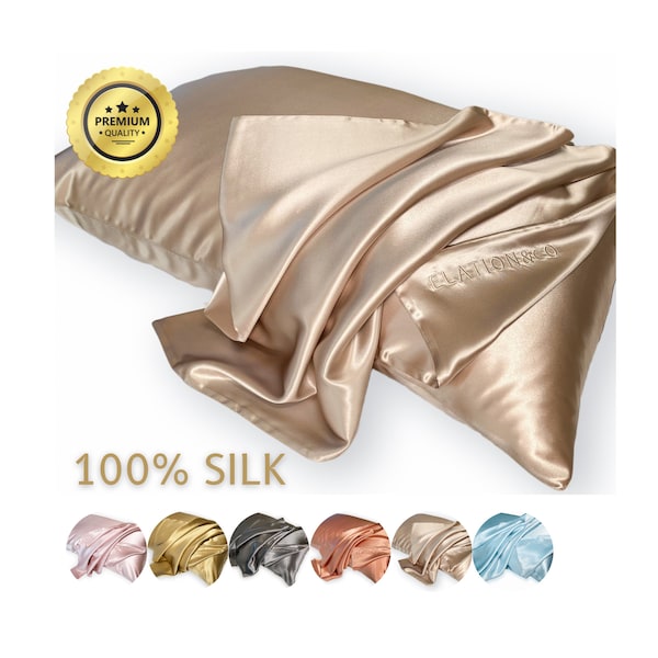 100 %  SILK QUEEN ZIPPER pillowcase,22 mommes, both sides pure silk | gift for her | pure mulberry silk pillowcase| anti aging pillowcase