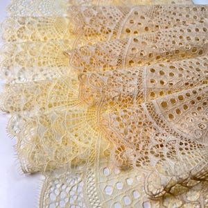 Sunny - Premium Nylon Stretch Lace by the Yard - Beige and Yellow Lace for DIY Bra Sewing Projects | 22 cm/ 8.6 inch