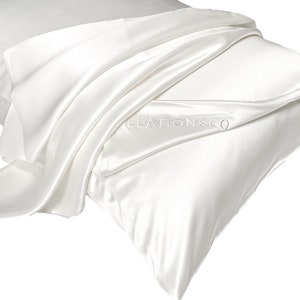 WHITE PEARL - pure 100% slip silk pillowcase | machine washable silk | both sides pure silk | certified silk pillowcase | mulberry silk