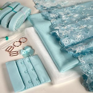 Bluebell Bloom Bra Making Kit | Embroidered Tulle Lace Non Stretch | Bra Sewing |  Bra Kit | Bralette DYI Kit | Lace and Mesh Bra Making