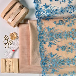 Celestial - Bra Making Kit | Bra sewing Kit | Non Stretch  Lace| Bralette DIY Kit | Bra Kit | Bralette Kit  | Floral Embroidery Tulle