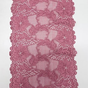 Bloom Pink - Premium Nylon Stretch Lace by the Yard - Pink Floral Pattern for DIY Bra Sewing Projects | 21 cm/ 8.2 inch