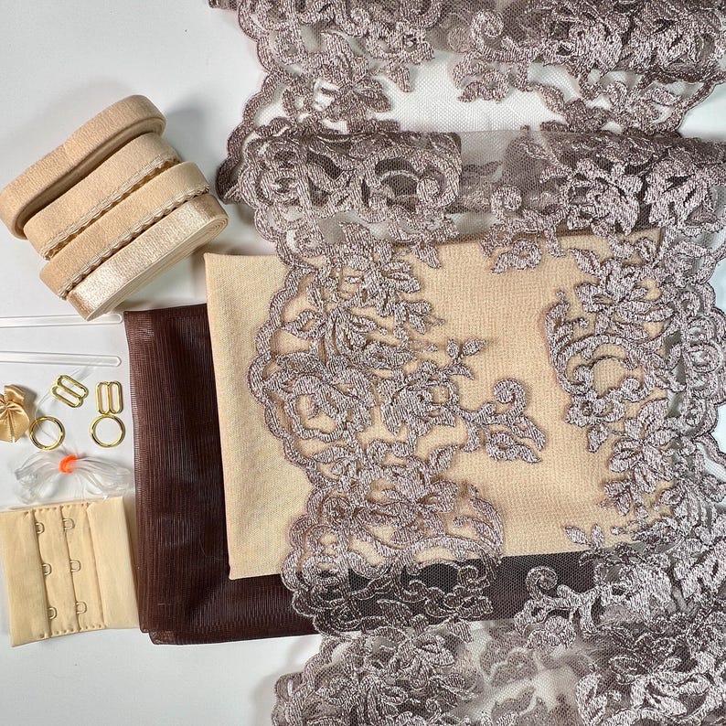 Bra Making Kit Bra Sewing Kit Non Stretch Lace Bralette DIY Kit Bra Kit