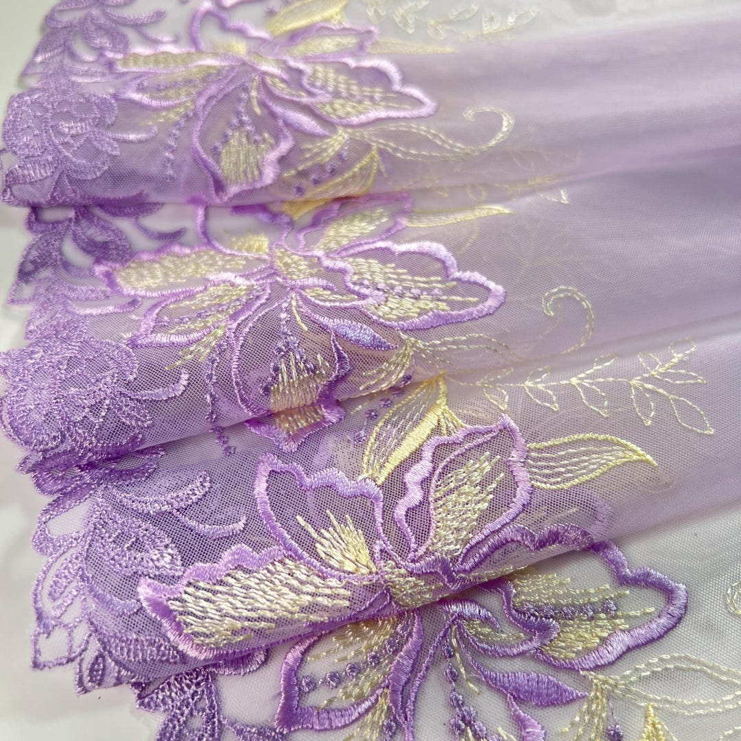 Enchanted Orchid Lace Embroidered Tulle Lace | Embroidery Lace