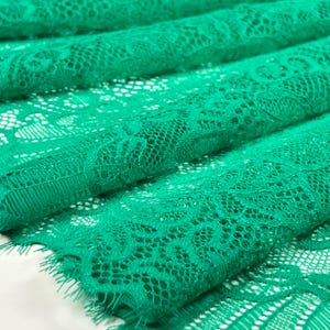 Premium Nylon Stretch Lace by the Yard| Floral Stretch Lace | Emerald Green | Lace for DIY Bra Sewing Projects | 22 cm/8.5inch