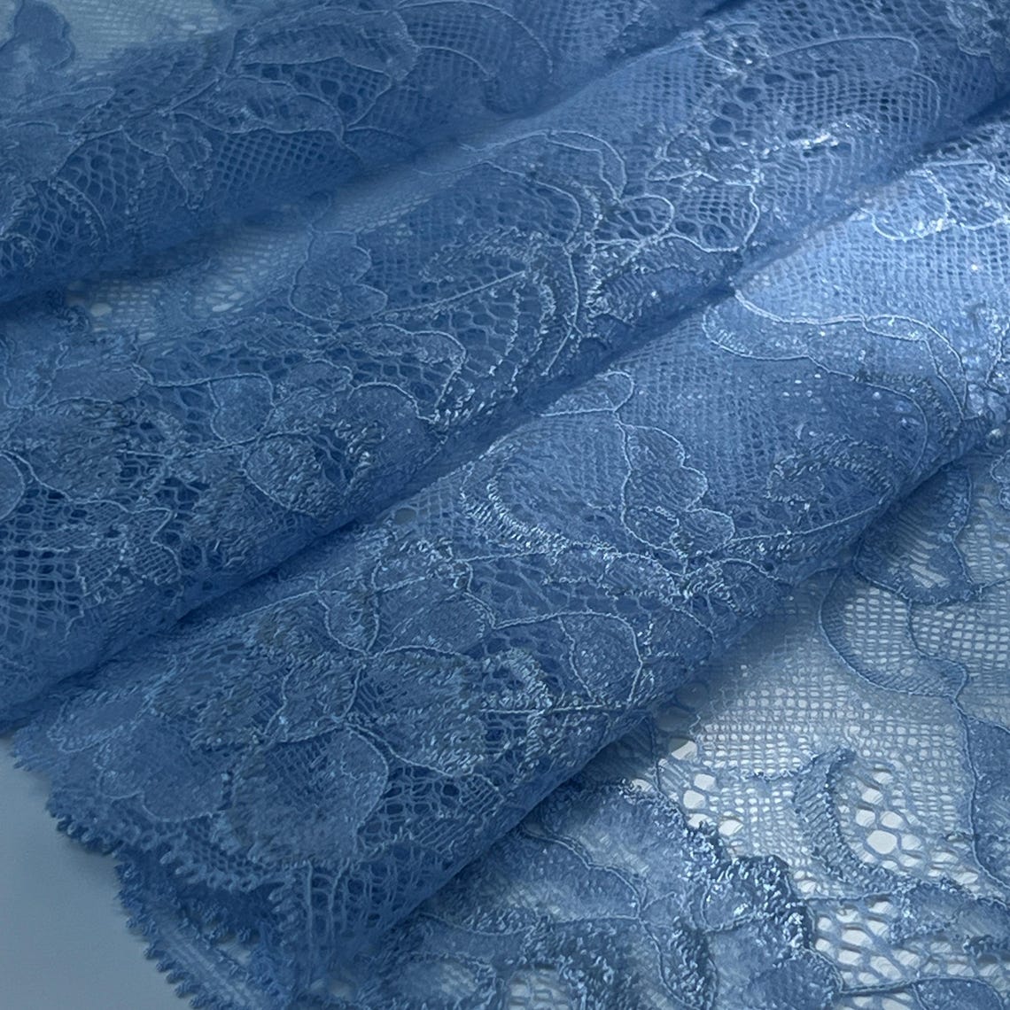 Lace Balloo Color Powder Blue Lace - Premium Nylon Stretch Lace by the Yard - Cool Blue ...