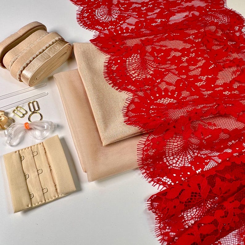 Bra Making Kit Bra Sewing Kit Non Stretch Lace Bralette DIY Kit Bra Kit