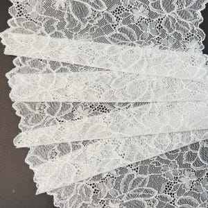 White - Premium Nylon Stretch Lace by the Yard - White  Floral Pattern Lace with a shiny details for DIY Lingerie | 22 cm/ 8.6 inch